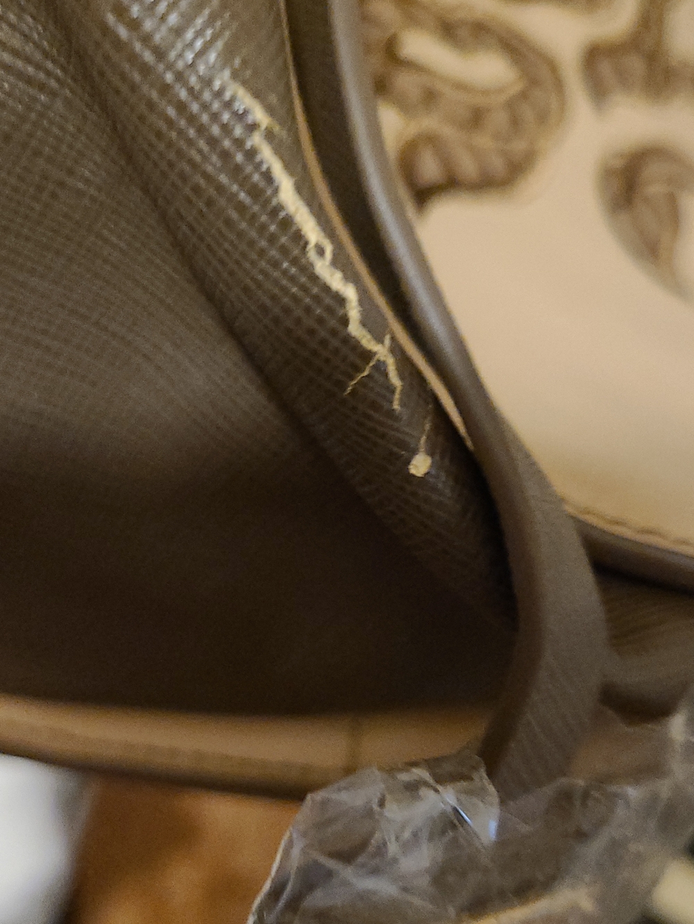 Sharif Taupe and Cream Embroidered Satchel with Gold Accents Callout In Photos - Picture 15 of 15